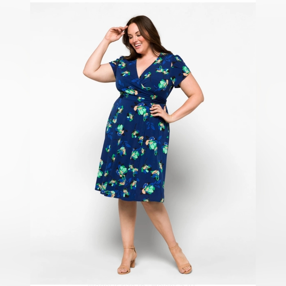 Donna Morgan Floral Jersey Faux Wrap Dress - 22W